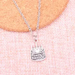 Новые модные антикварные серебряные подвески 18*15 мм день рождения торт ожерелье ручной работы ожерелье подарок