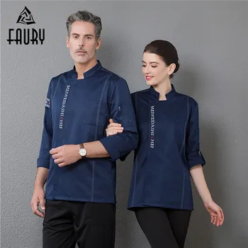 

Unisex Adjustable Long Sleeve Top Restaurant Cooking Jacket Kitchen Hotel Waiter Cafe Bakery Work Uniforms Food Service Overalls