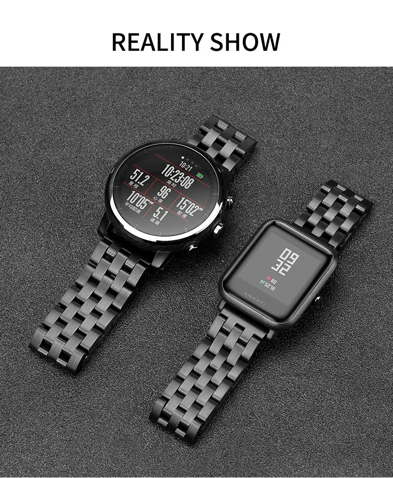 Браслет 20мм / 22мм для AMAZFIT GTR 42 / 47MM Смарт-часы Amazfit GTS Сменный ремешок для часов Быстрый выпуск Ремешок из нержавеющей стали для аксессуаров Amazfit Watch 2 / 2S / 3