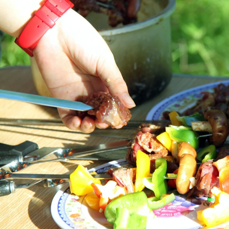 6 шт. набор для барбекю и мяса 21 дюйма|wooden barbecue skewers|barbecue skewersbarbecue fork |