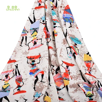 

Chainho,African Girl Series/Summer Apparel Fabric/Printed Imitation Silk/Skirt/Dress/Shirt Material/Half Meter 50x140cm