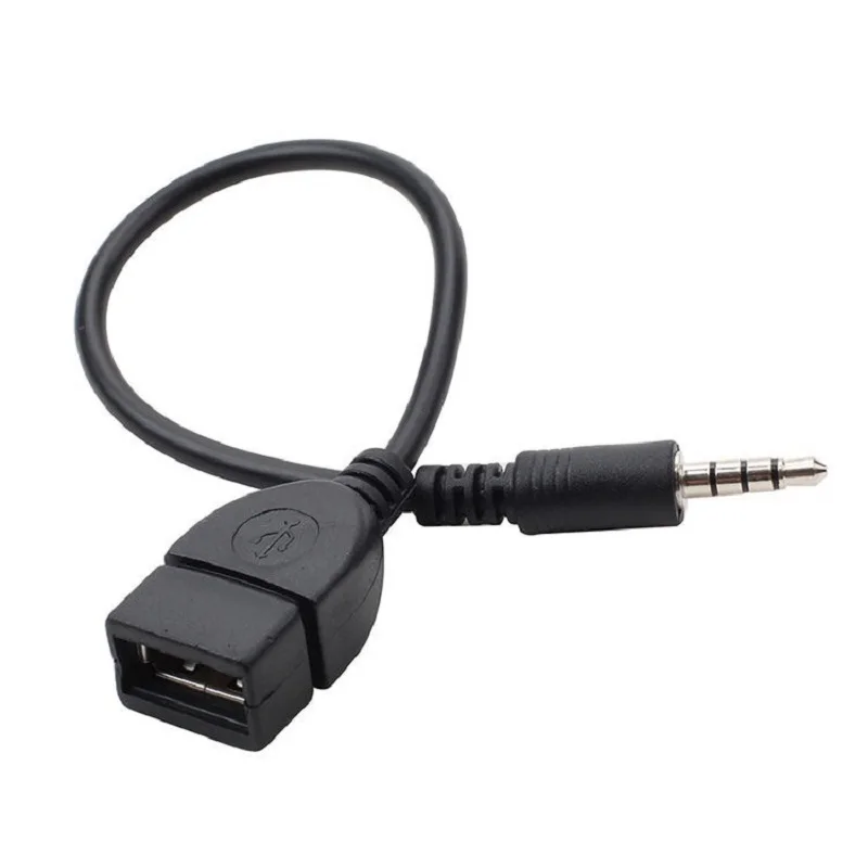 10 шт. 3,5 мм мужской аудио AUX разъем для USB 2,0 Женский Адаптер конвертера OTG кабель черный Автомобильный AUX аудио кабель преобразования