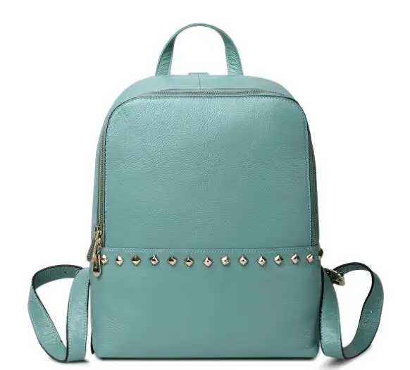 

Classic genuine leather women casual backpack with stud high quality