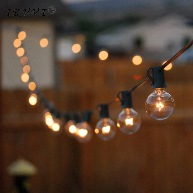 

String Lights with 25 G40 Globe Bulbs UL listed for Indoor/Outdoor Commercial Outdoor Hanging Umbrella Garden Patio Lamp Lights