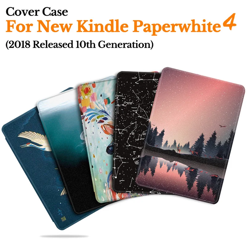 Чехол BOZHUORUI для всех New Kindle Paperwhite 10 го поколения 2018 легкий Магнитный защитный