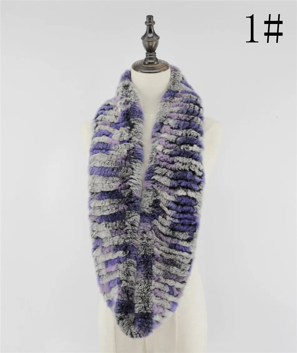 Genuine Rex Rabbit Fur Hand Knitted Circle Long Infinity Scarfs Scarves Wraps Neck Warmer Genuine Rex Rabbit Fur Hand Knitted Circle Long Infinity Scarfs Scarves Wraps Neck Warmer