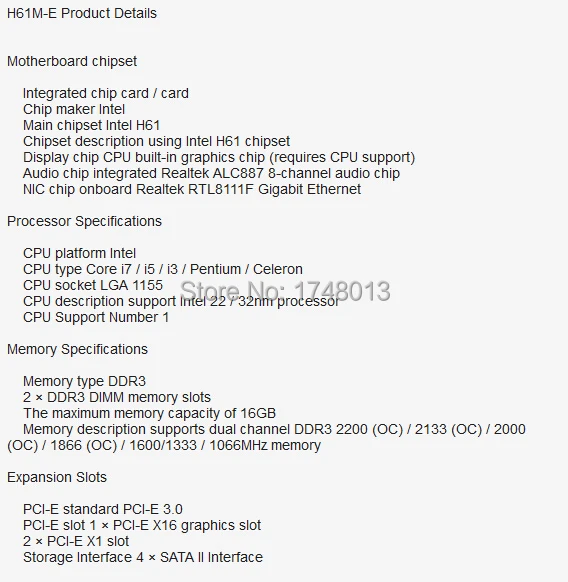 Материнская плата ASUS H61M-E LGA 1155 DDR3 Материнская плата с поддержкой I3 I5 I7 cpu H61 настольная материнская плата в продаже