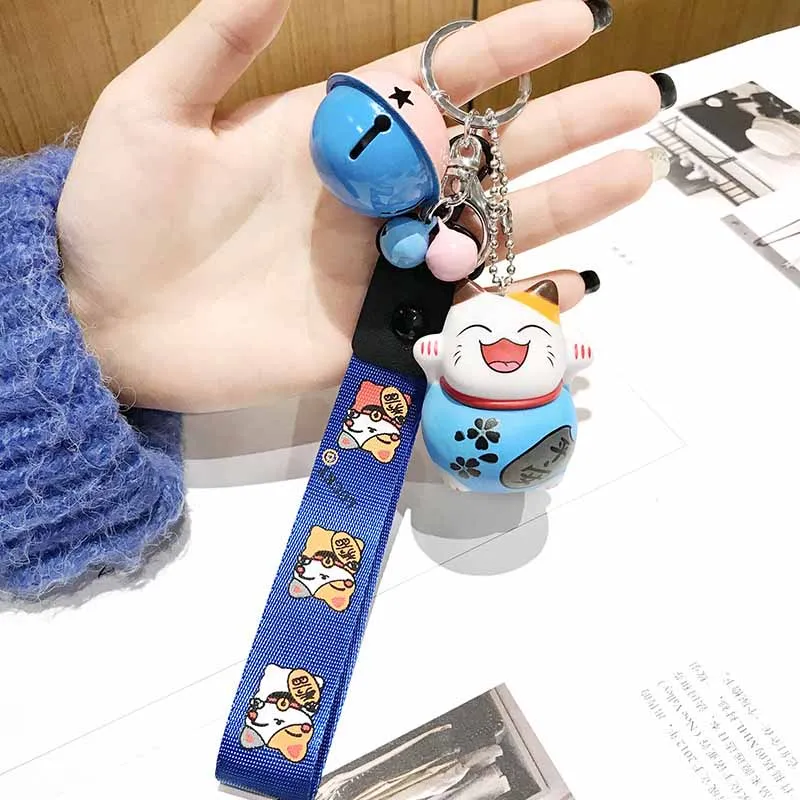 

Lucky Cat Doll Keychain Cartoon Wristband Letter Ribbon Key Chain Women Key Holder Car Key Ring Auto Key Chains Bag Charms Gift