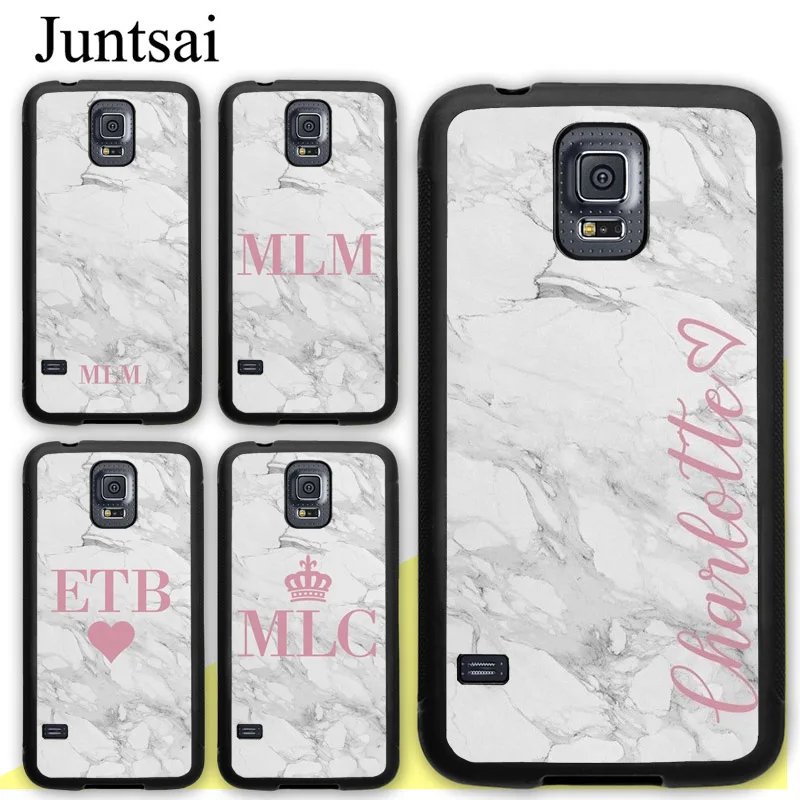 

Juntsai Personalised initial Name Custom Marble Case For Samsung Galaxy S5 S6 S7 edge S8 S9 S10 Plus Lite Note 9 5 8 TPU Cover