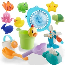 8 шт. детские игрушки для ванной, рыболовные сети, резиновая игрушка для плавания, пляжный распылитель воды для ванной комнаты, детские развивающие игрушки для малышей