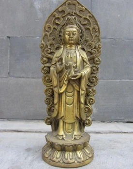 

China Buddhism Brass Copper Guan Yin Kwan-yin Boddhisattva Goddess Buddha Statue