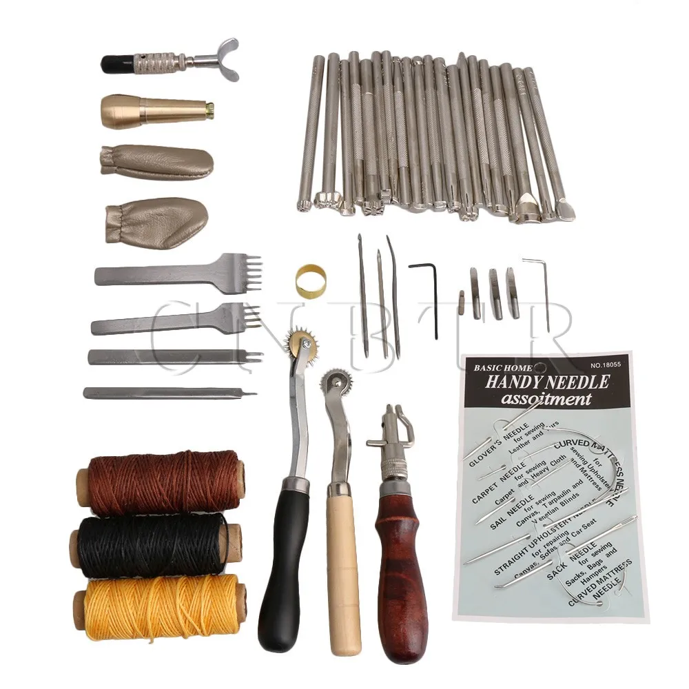 CNBTR 50pcs Leather Craft Hand Sewing Kit with Waxed Thread