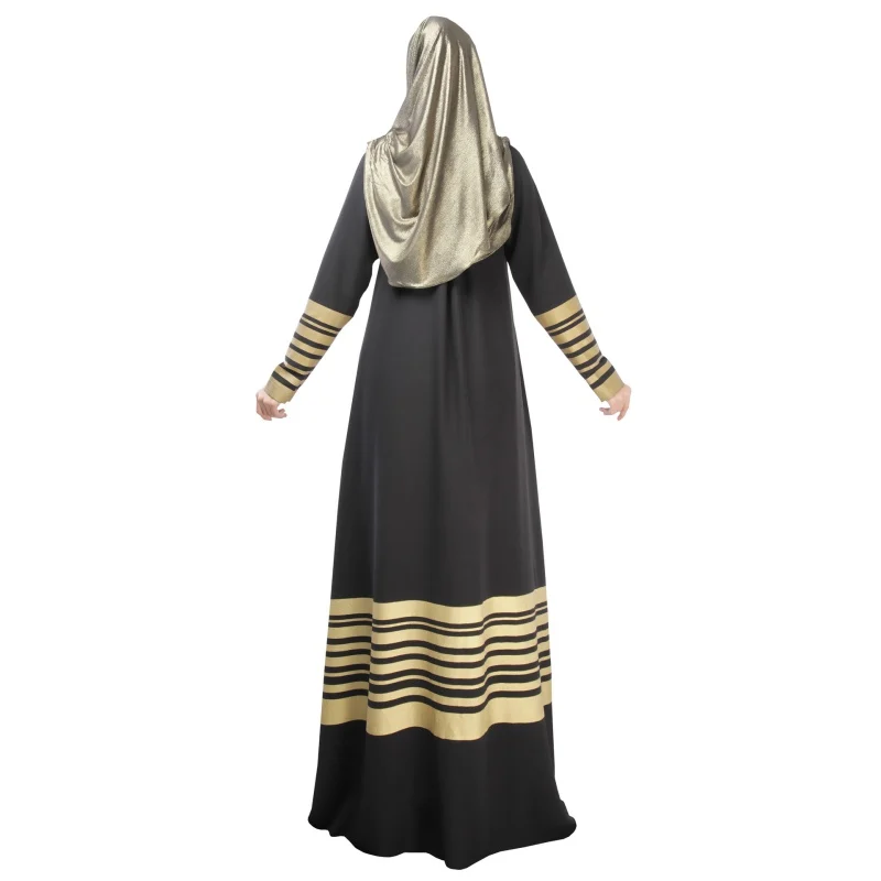 TFGS Женская Новая этническая костюмы Kaftan abaya, мусульманские в полоску длинные платья Элегантный с длинным рукавом Вечерние Макси платье
