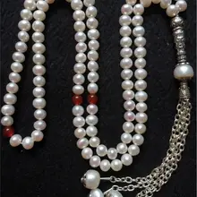 Натуральные 108 бусинки из пресной воды Pea rl 4 мм-5 мм бусины Молитвенные Четки из бусин Исламские мусульманские чётки Бог