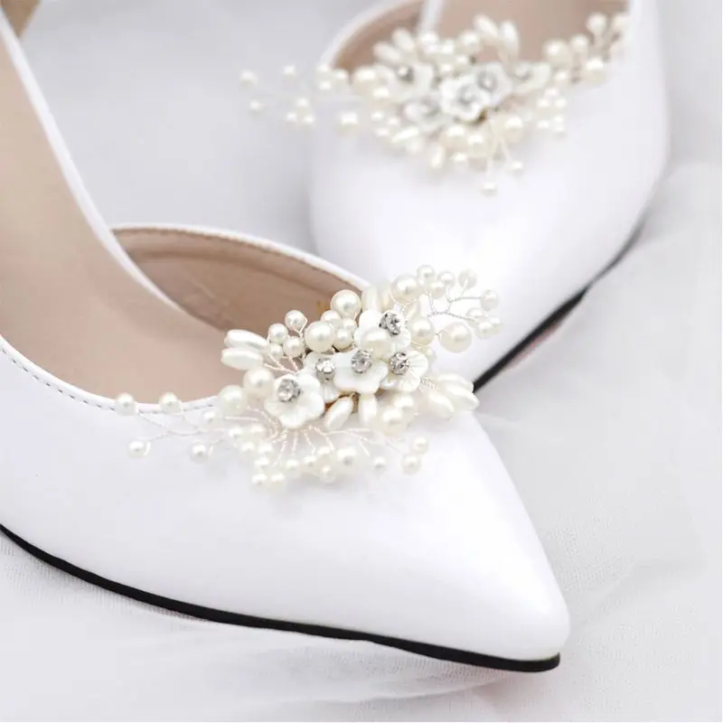 Зажим для обуви имитация жемчуга цветочные бусины Элегантный DIY высокие шармы туфли на каблуках украшения для женщин Зажимы для обуви