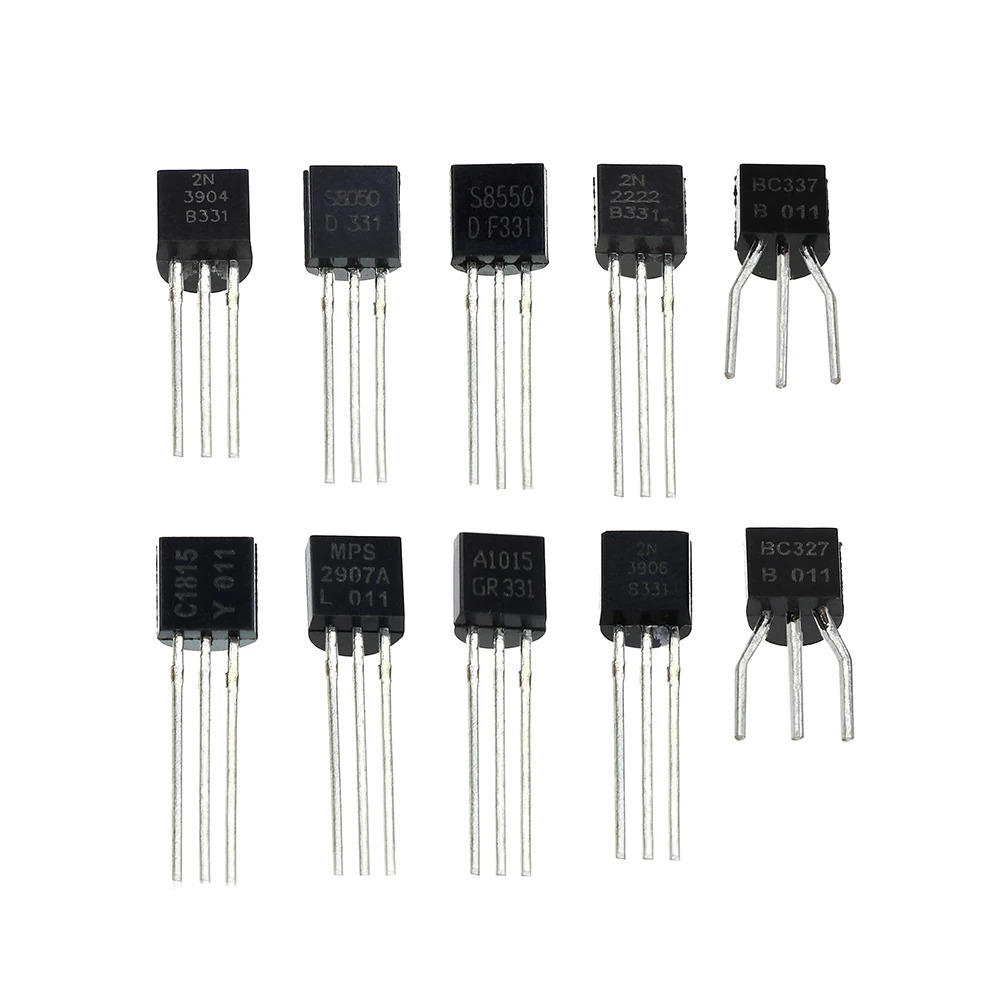 200 шт. транзисторный набор BC337 BC327 2N2222 2N2907 2N3904 2N3906 S8050 S8550 A1015 C1815 10 коробка