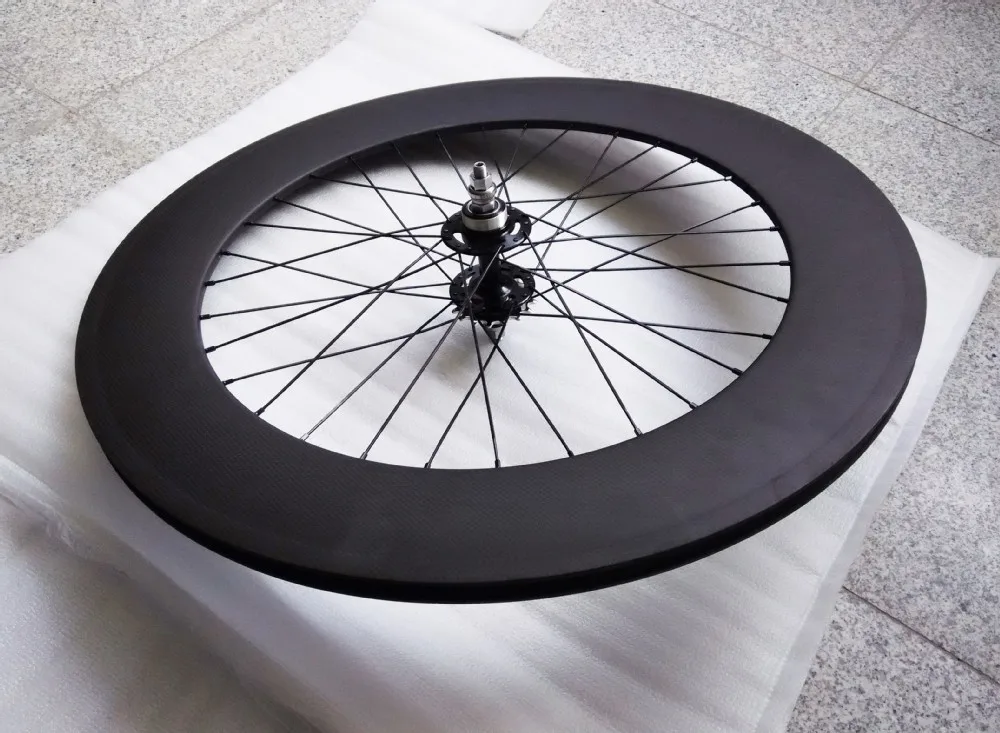 Perfect Free shipping 700c road bicycle front 3 spoke track wheel 88mm fixed gear rear carbon wheels carbon wheelset 5