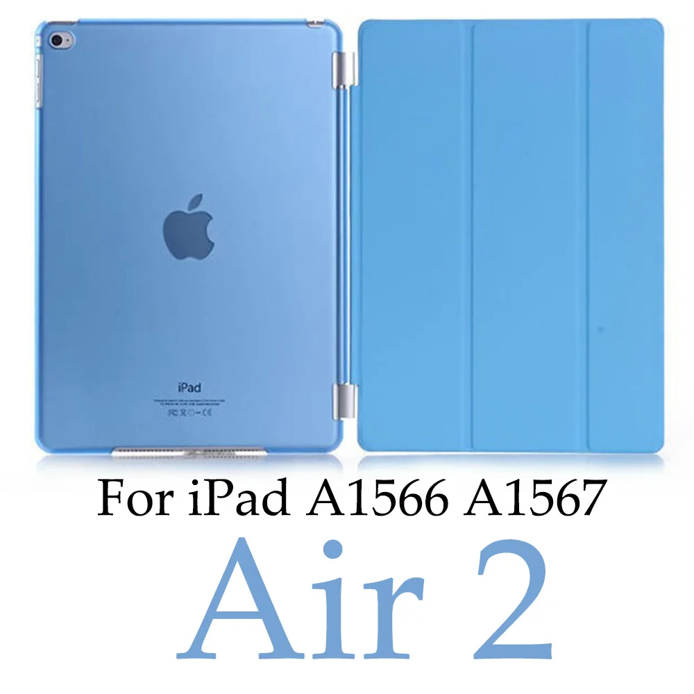 RYGOU для iPad Air 2 9,7 дюймов прозрачный чехол на заднюю панель+ магнит Пробуждение сна ультра-тонкий из искусственной кожи чехол для iPad Air 2 Air2 Smart Cover - Цвет: Air 2 Blue