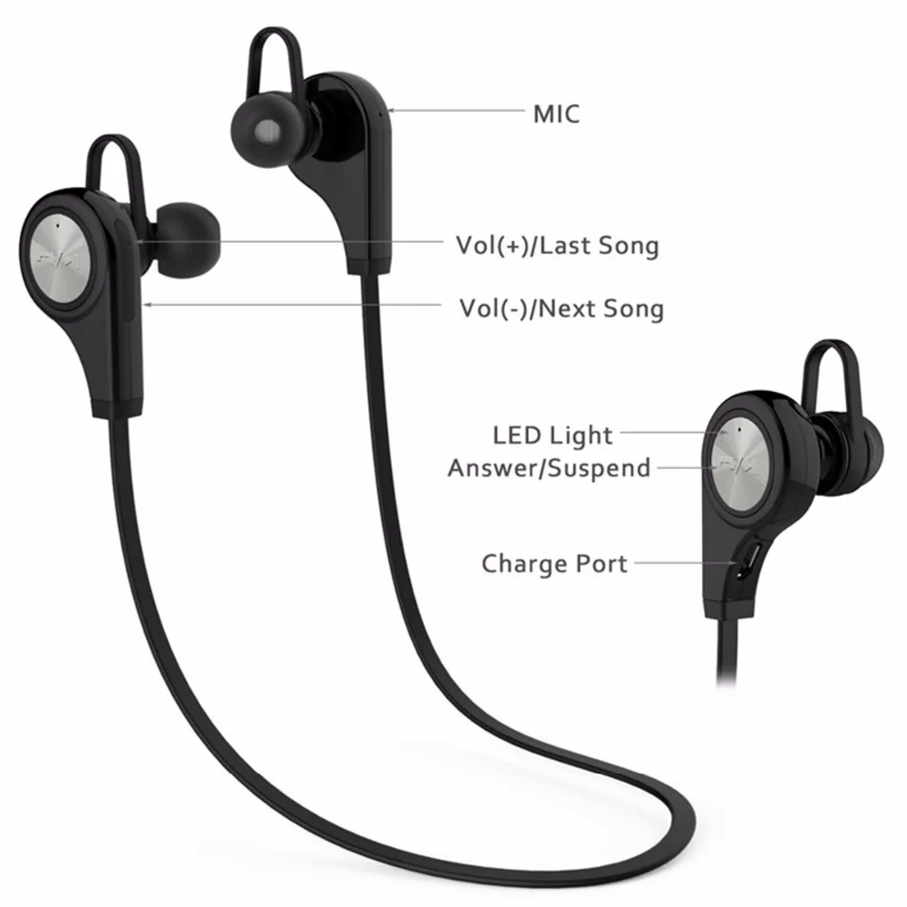 Le.spire Q9 Original In-Ear Stereo Sports luetooth 4.1 Headset One-driven-two Heavy bass Portable Earphones for Phones | Электроника