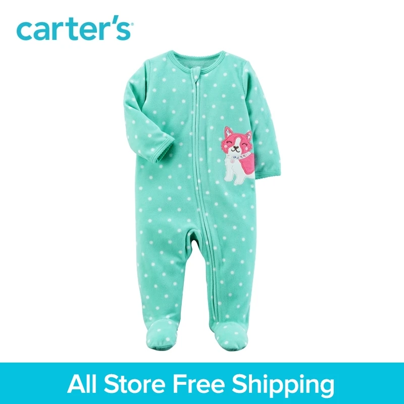 Carter’s 1-Piece baby children kids clothing Girl Sping Fall Fox Zip-Up Fleece Sleep & Play 115G407