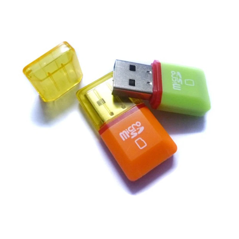 Портативный, цвета леденцов Мини Размер алмаз USB 2,0 Hi-speed Micro SD SDHC TF кард-ридер Поддержка 128 МБ-32 Гб отправлено в случайном порядке