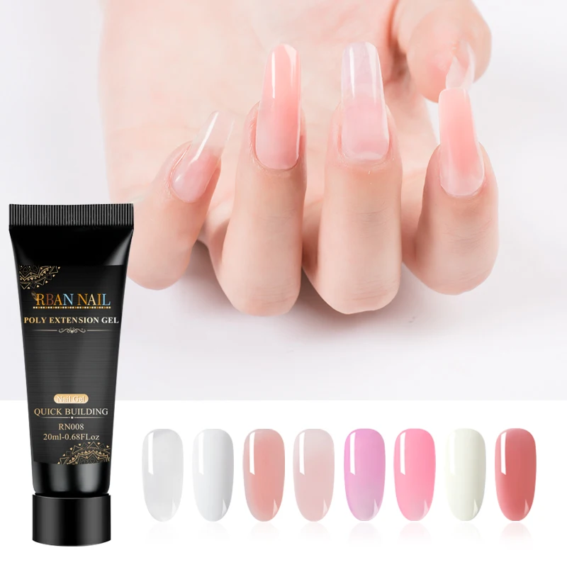 

RBAN NAIL 20ml Quick Extension Gel Soak Off UV Gel Polish for 3D Decoration Pink White Pure Color Manicure Design Nail Gel