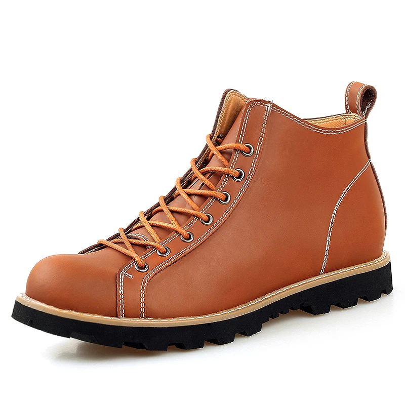 New Men Winter Boots Fashion Soft Leather Boots Men Brown Black Orange ...