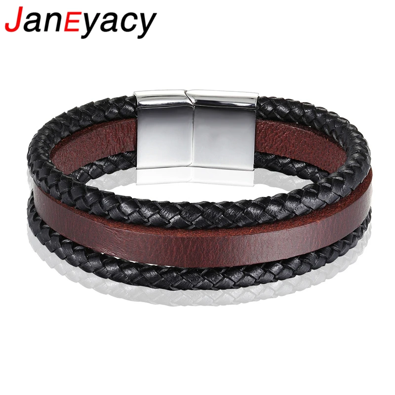 

Bracelet & Men's Bracelet Fashion Stainless Steel Genuine Leather Bracelet Women's Jewelry Punk Men's Handmade Women's Jewelry