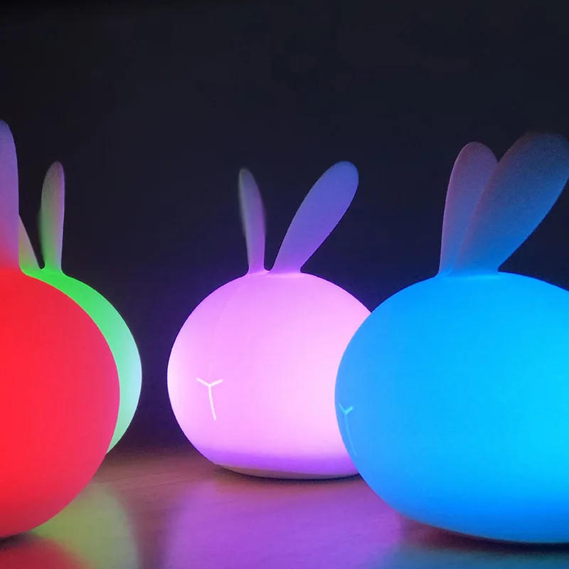 3 жизни RGB кролик светодиодный ночной L USB Перезаряжаемый мультфильм сенсорный для