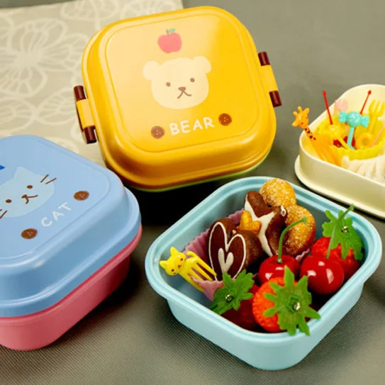 Microwave Plastic Bento Lunch Box For Kids 2 layer Lunch Box Food