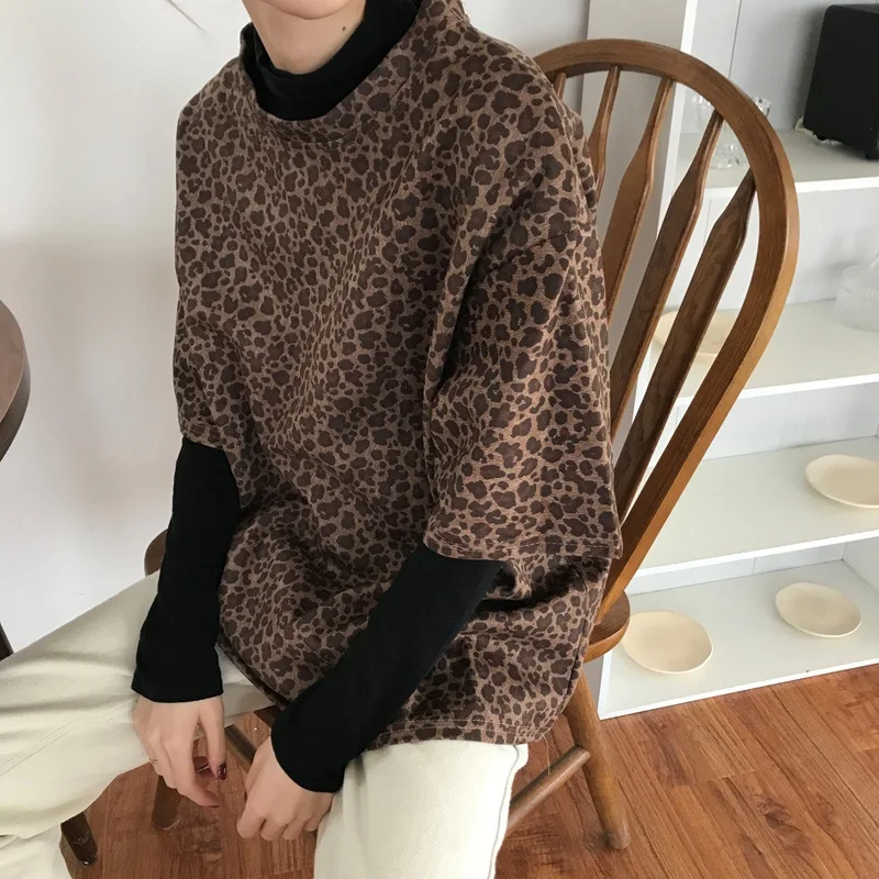 

fashion Women Leopard Tops Half Sleeve Loose T-shirts Harajuku ulzzang Tees streetwear Korean 2019 Summer t shirt camisas mujer