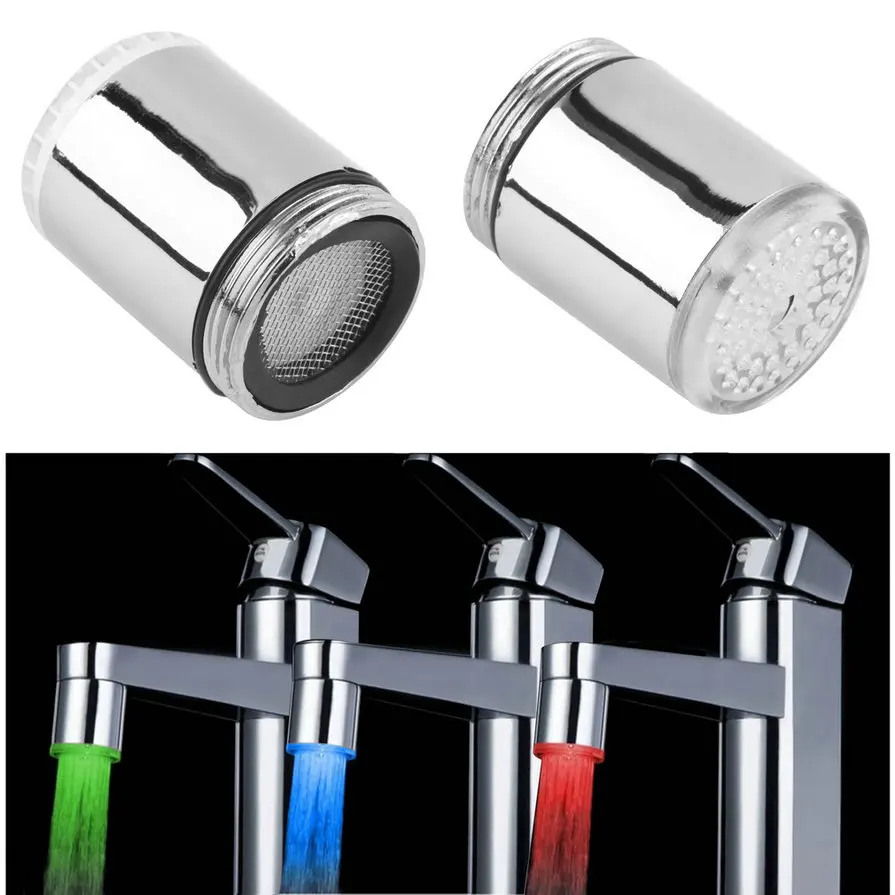 

3 Color LED Light Change Faucet Shower Water Tap Temperature Sensor No Battery Water Faucet Glow Shower Left Screw Dropshipping