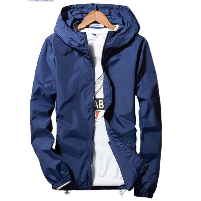 

2018 Spring Summer Jacket Men Windbreaker Skin Thin Coat Jackets Men Men's Hooded Casual Jackets Coat Plus Size 5XL 6XL 7xl