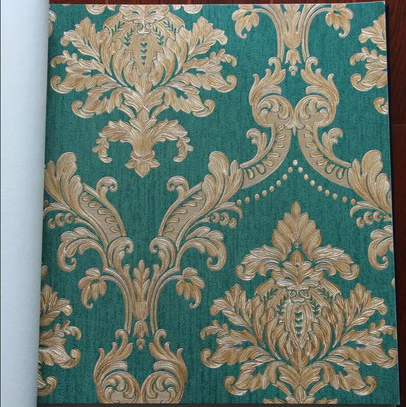 ヴィンテージダマスク壁紙背景壁紙ヴィンテージコーヒー深い緑の壁紙 Damask Wallpaper Background Wallpapergreen Wallpaper Aliexpress