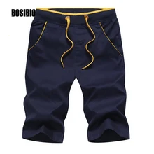 Лето, большие размеры, мужские хлопковые шорты, мужские бермуды, однотонные шорты с эластичной резинкой на талии, 5 цветов, длина до колена, Новое поступление, K666