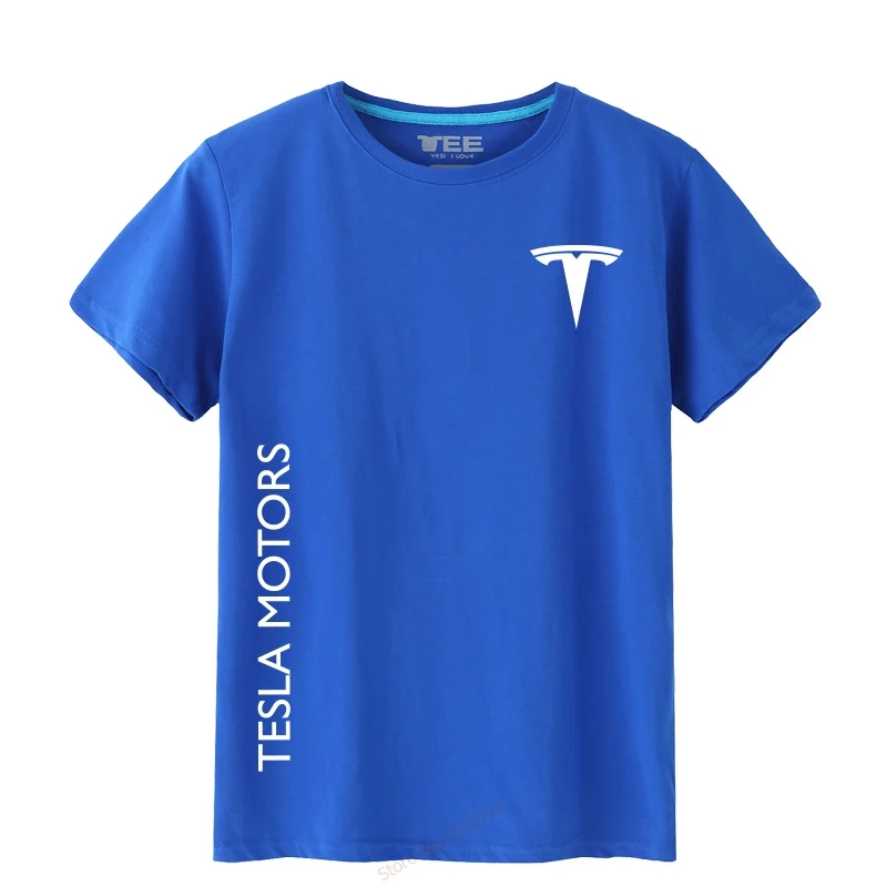 Новое поступление; мужская хлопковая Тесла футболка Motors; o-образный вырез; Лето; Повседневная Однотонная футболка