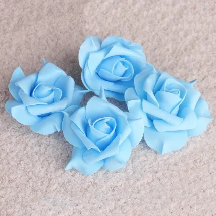 100 шт 7,5 см DIY цветок Искусственные поролоновые головки роз острый угол для поцелуя мяч свадебные украшения дома - Цвет: blue