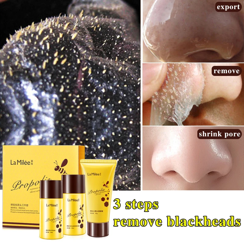 

LAMILEE Nose Mask Propolis Blackhead Remove Three Sets Face Mask Black Head Remove T-Zone Cares Contractile Pore Essence Liquid