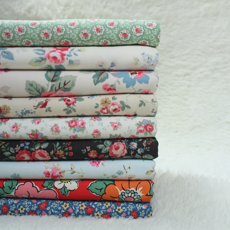 

half meter export European canvas flower print fabric, pastoral wind cloth handmade DIY pillow curtain tissue CR-A44