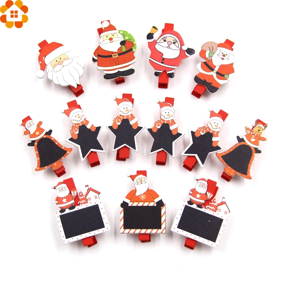 

20PCS Christmas Wooden Clips Photo Clips Clothespin Clips DIY Craft Party Favors Home Garden Wedding/Christmas Party Decoration