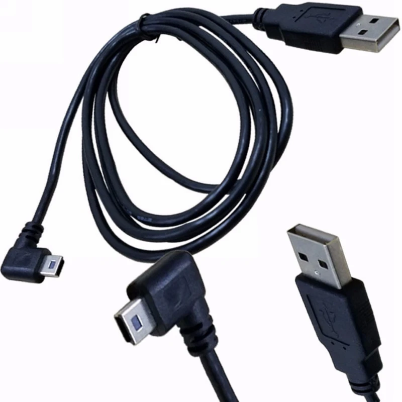 1,5 м/5 футов 3 м/10 футов USB 2,0 A штекер для мини 5 Pin Левый Угловой 90 штекер 90 градусов кабель для передачи данных Шнур цифровой кабель аксессуары