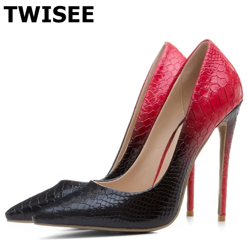 

Pumps sapatos de salto alto woman casual shoes hot selling fashion point toe thin high heels 12 cm shallow black red brown