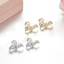 SLJELY, 925 пробы, серебряные серьги-гвоздики с кубическим цирконием, вампирская летучая мышь, модные, в стиле панк, красивые, египетские серьги с кристаллами, женские вечерние ювелирные изделия