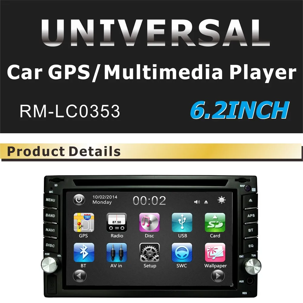 Excellent Car Multimedia Player Car 2DIN DVD GPS Navigation Car Stereo Radio GPS Bluetooth USB/SD Universal Player video Control  LC0353 1