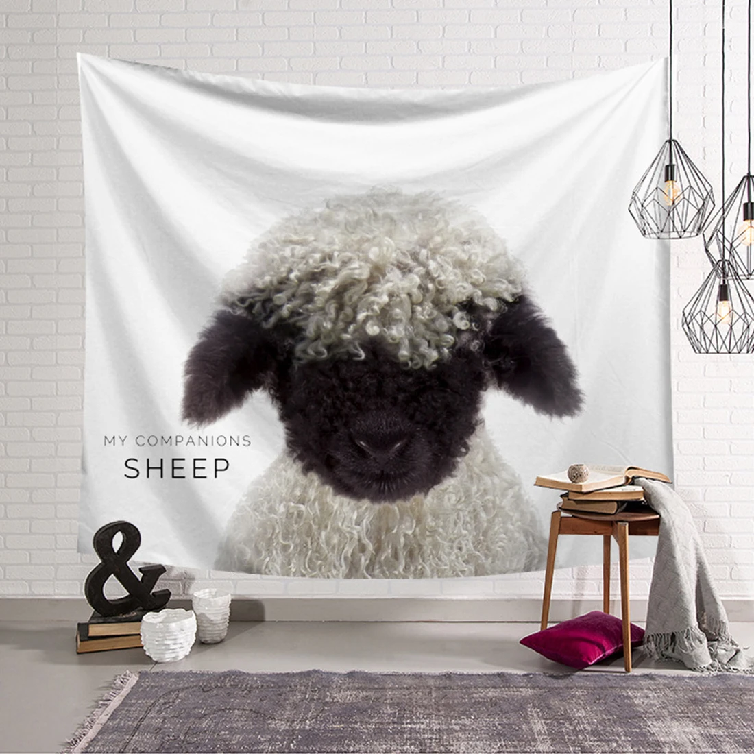 

Cute Sheep Polyester Tapestry Towel Cloth Tapestries for Living Room Bedroom Wall Hanging Decoration Home Textile