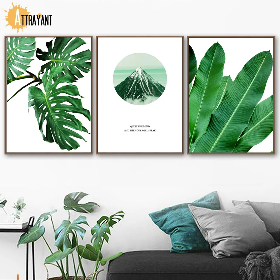 

Tropical Monstera Fresh Banana Leaf Quote Wall Art Canvas Painting Nordic Posters And Prints Wall Pictures For Living Room Decor