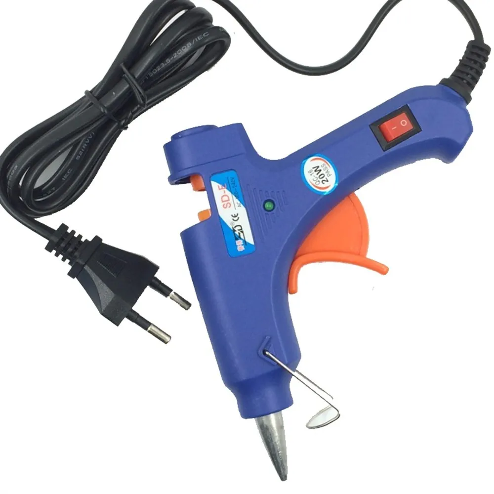 Высокая Температура Нагревателя Расплава Горячее Оружие Клея 20 Вт Repair Tool Heat Gun Blue Мини клеевой Пистолет С Триггера США/ЕС plug 100-220 В