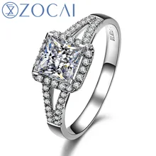 Бренд ZOCAI HALO SPLIT SHANK1.30 КТ Сертифицированный F-G/VS алмазное обручальное кольцо Принцесса CUT 18 к белое золото W03185