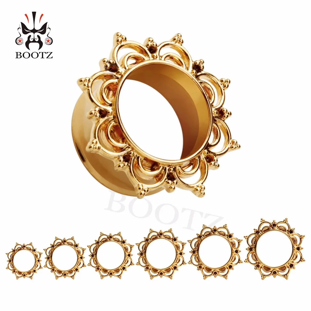

golden ear piercings stainless steel ear tunnels piercing body jewelry wholesale free shipping