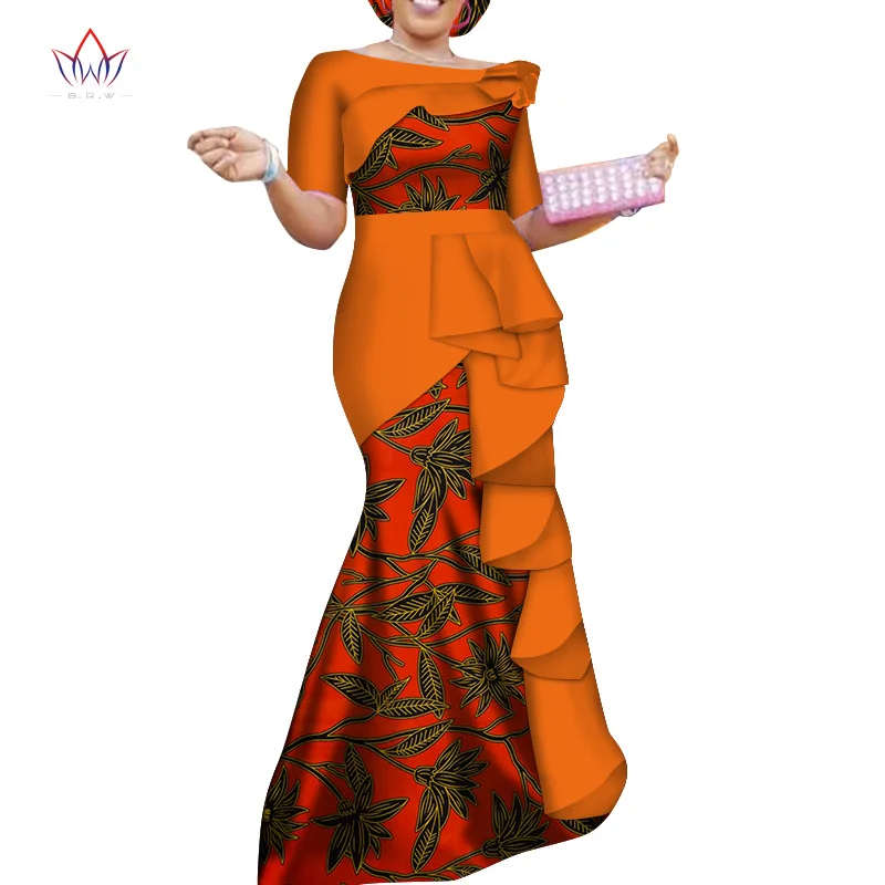 Vestidos африканские платья для женщин Дашики элегантное вечернее платье размера плюс Srapless традиционная африканская одежда WY4152